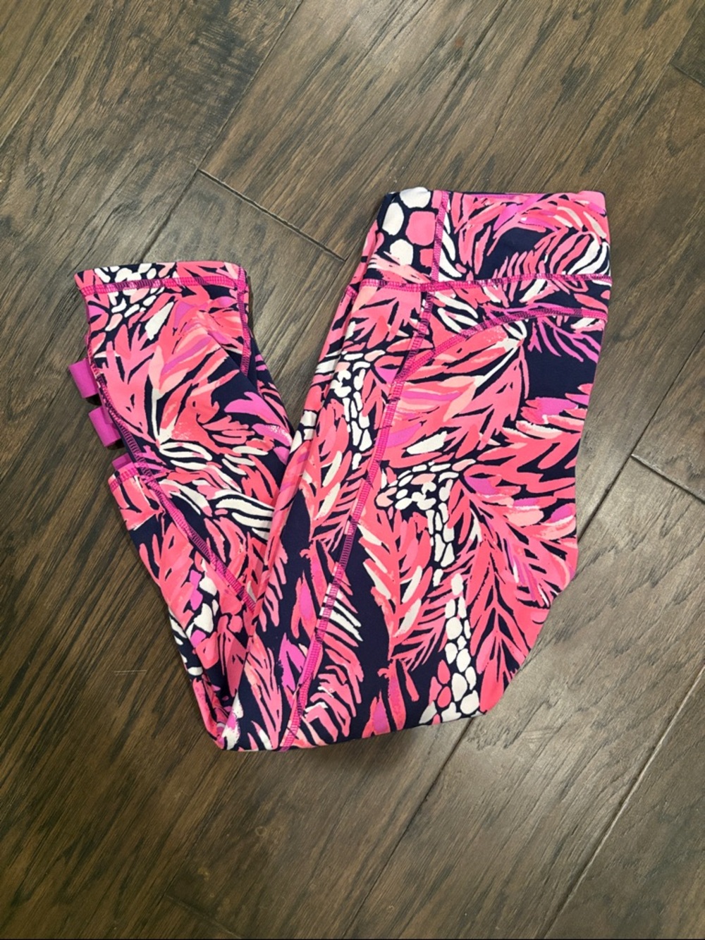 Lilly Pulitzer Pink & Navy Tropical Print Leggings